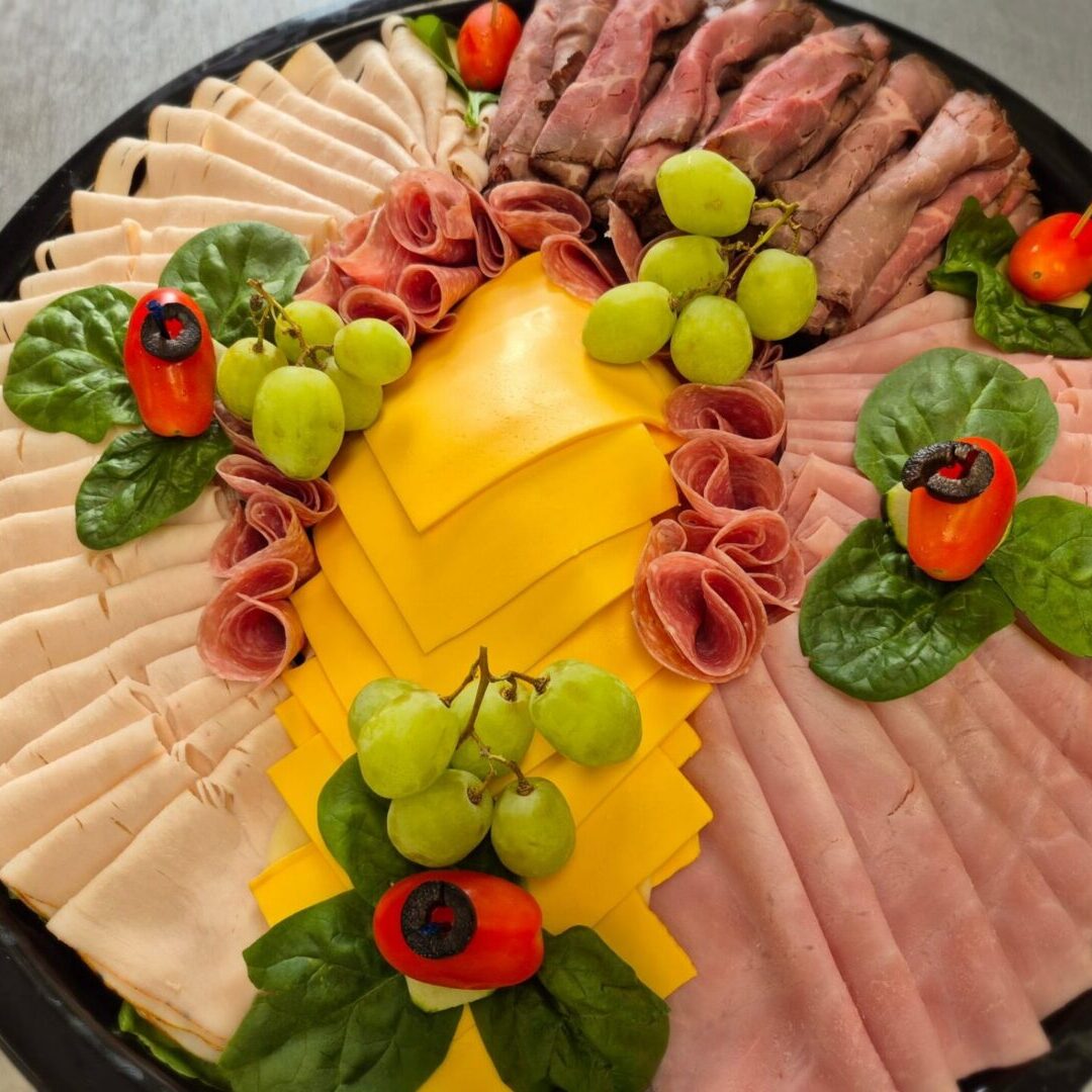 Deli platter with meats and cheese